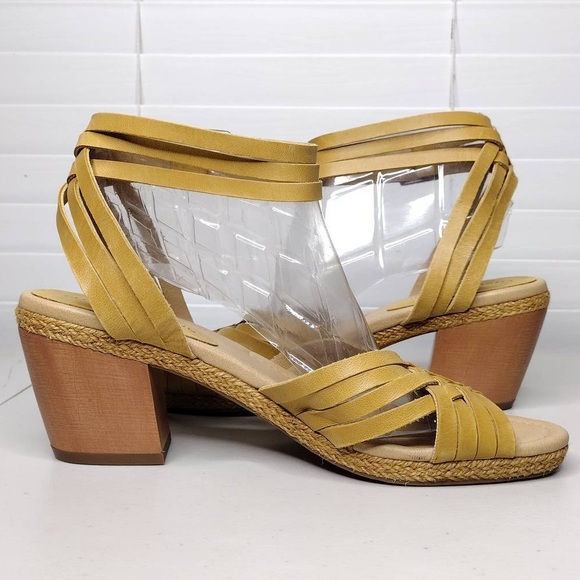 Lucky Brand Noxa Open Toe Boho 10M Leather Block Heel Sandals - Picture 7 of 14